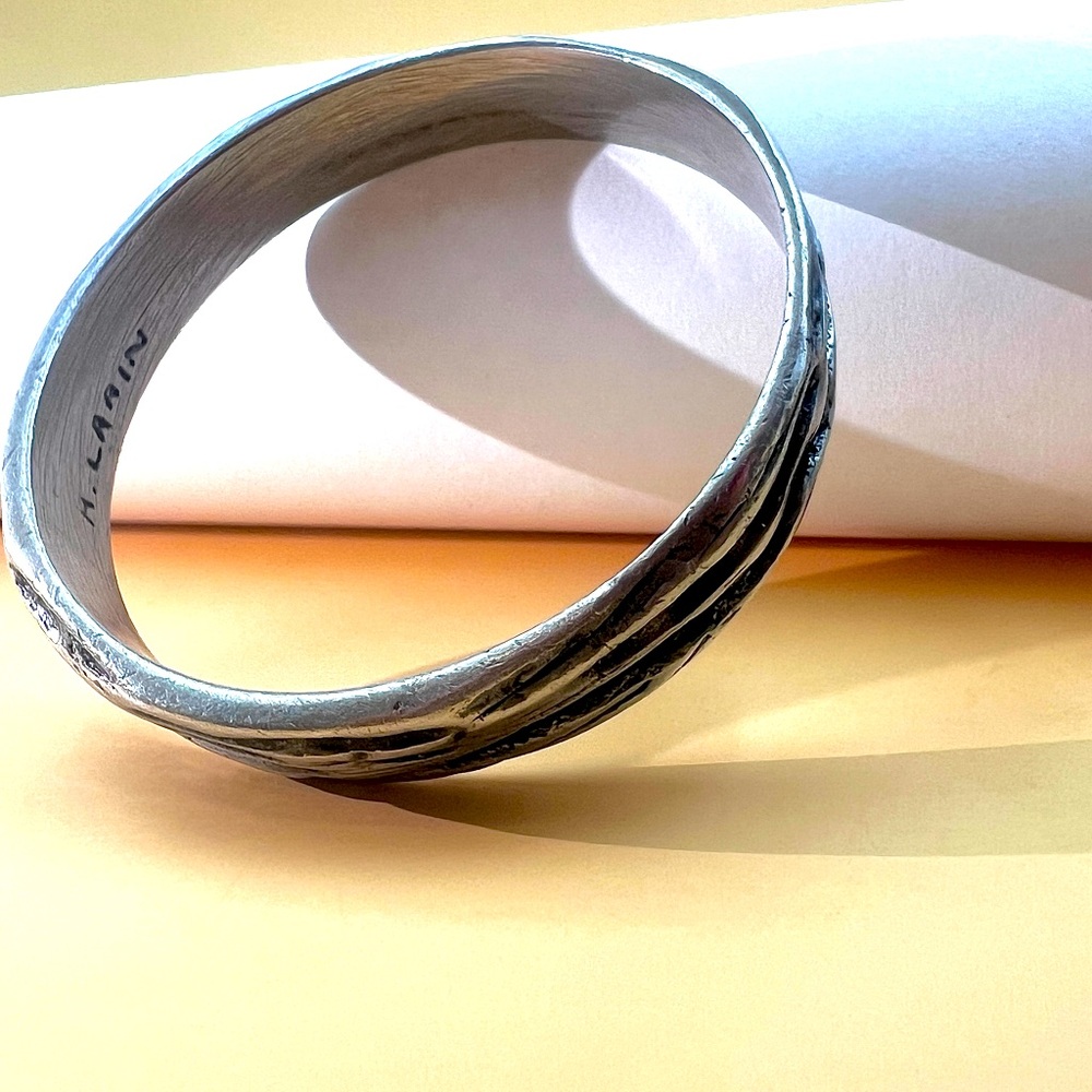 Robert Larin Vintage Brutalist Pewter Bangle Bracelet